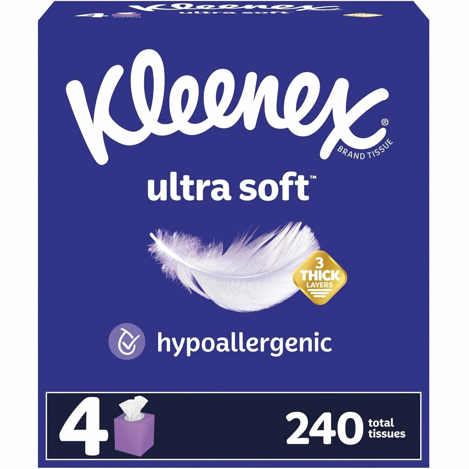 Kleenex® Ultra Soft Facial Tissue, 3-Ply, White, 60 Sheets/Box, 4 Boxes/Pack, 3 Packs/Carton (KCC54308CT) - A1 Bulk Supply