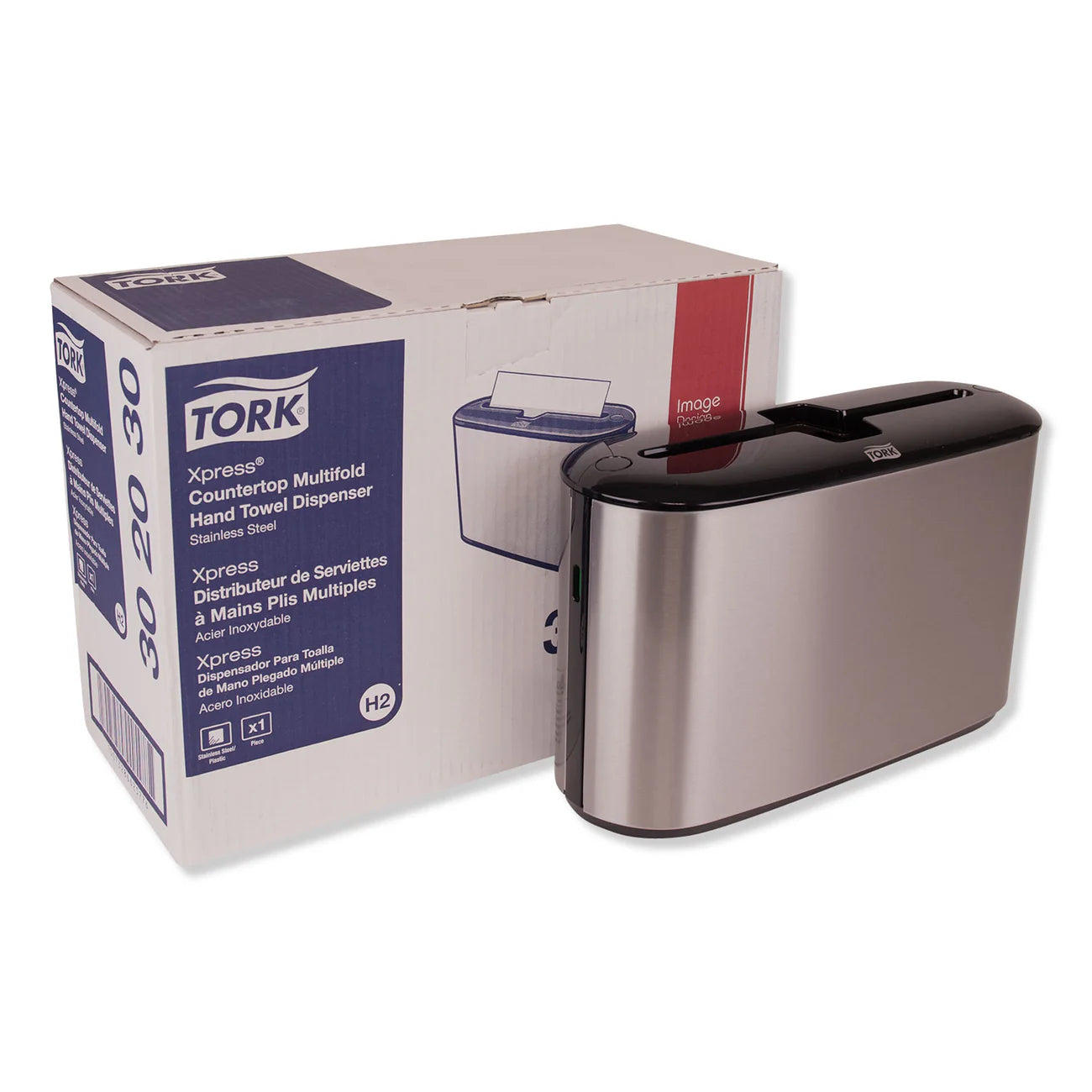 Tork® Xpress Countertop Towel Dispenser, 12.68 x 4.56 x 7.92, Stainless Steel/Black (TRK302030) - A1 Bulk Supply