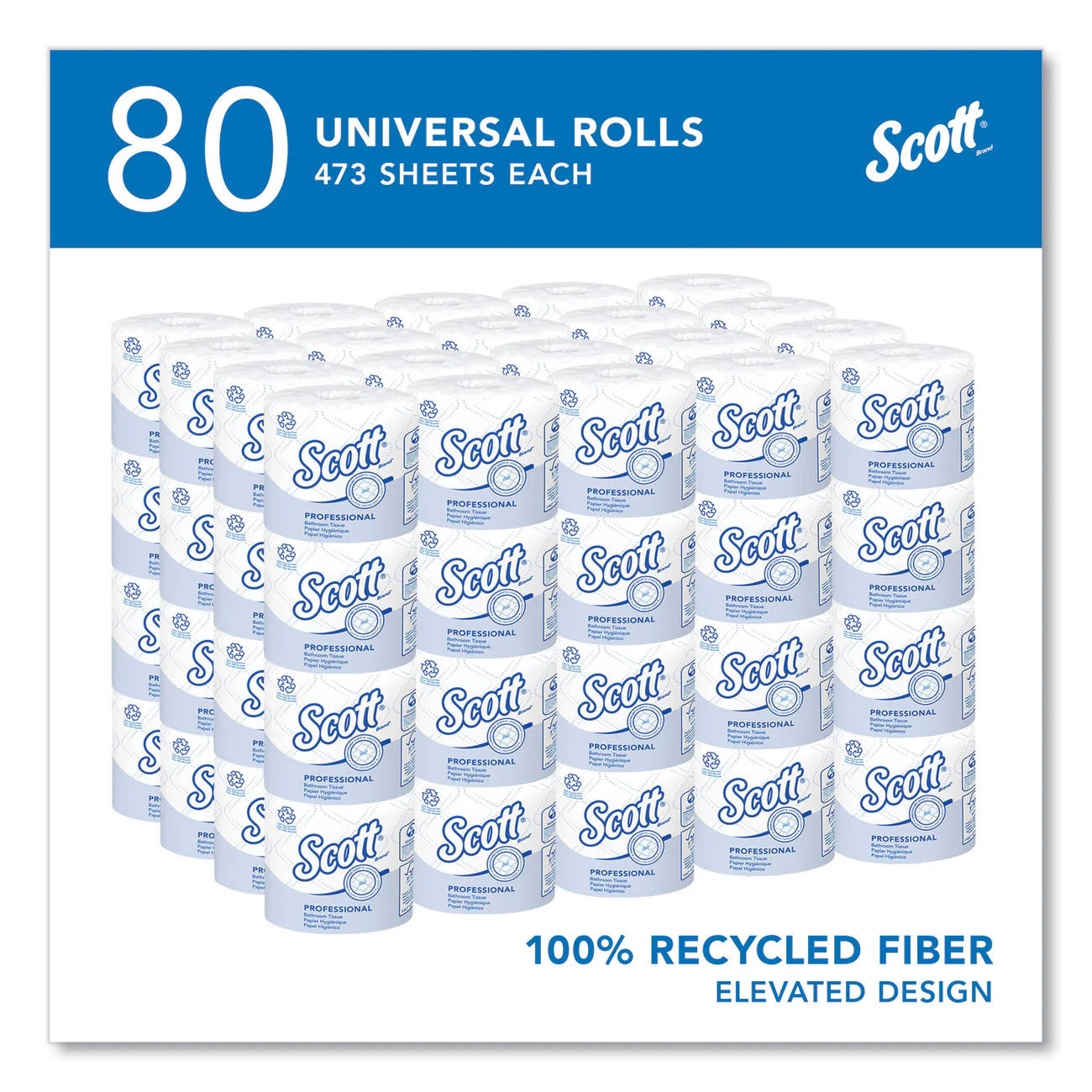 Scott® Essential 100% Recycled Fiber SRB Bathroom Tissue, Septic Safe, 2-Ply, White, 473 Sheets/Roll, 80 Rolls/Carton (KCC13217) - A1 Bulk Supply