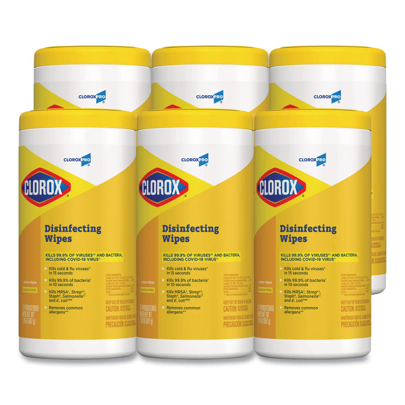 Clorox® Clorox® Disinfecting Wipes, 7 x 8, Lemon Fresh, 75/Canister, 6/Carton (COX15948CT) - A1 Bulk Supply