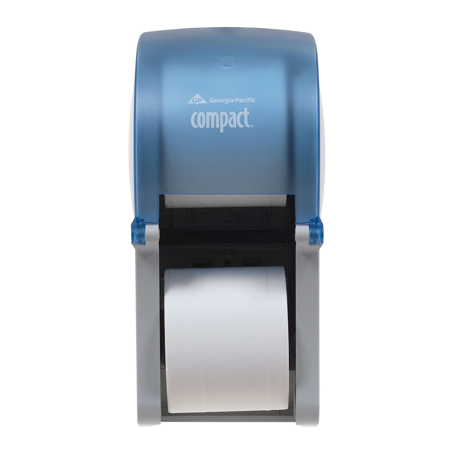 Compact® 2-Roll Vertical Coreless High-Capacity Toilet Paper Dispenser, Gray With Blue, 1 Dispenser (GPC56789) - A1 Bulk Supply